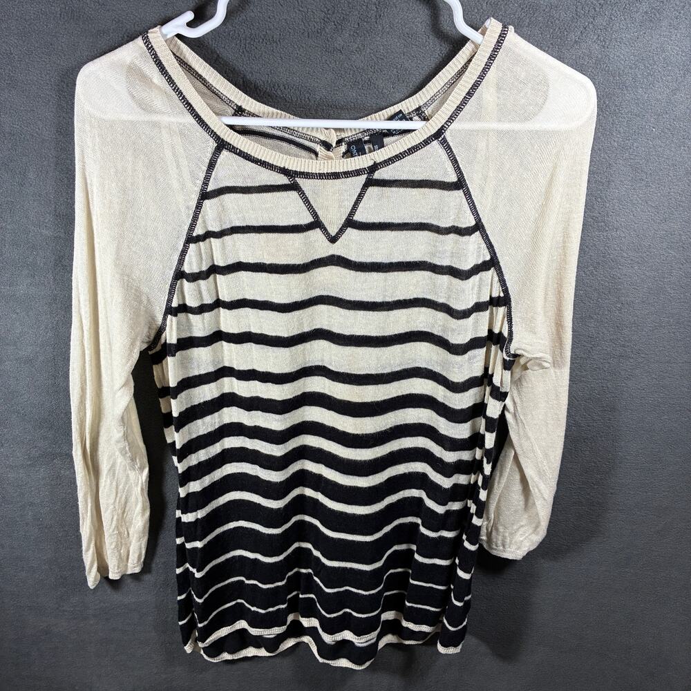 cynthia rowley women linen blend top large coastal beachy nautical vacation